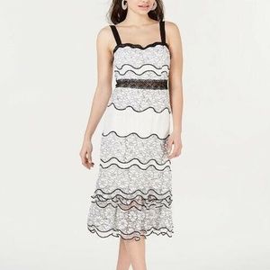 Anthropologie Foxiedox Lumma Tiered Midi Party Black & White Lace
